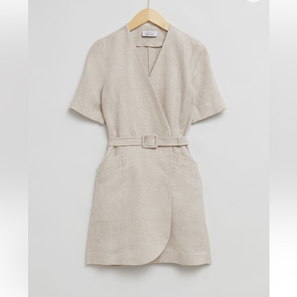 & Other Stories Tailored Linen Belted Mini Dress - Picture 1 of 5